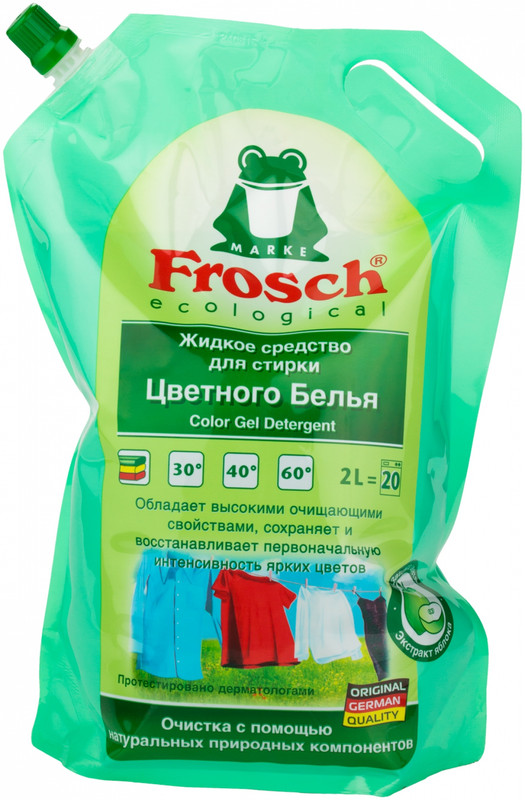 Гель для прання FROSCH, для кольорової білизни, автомат, 2л